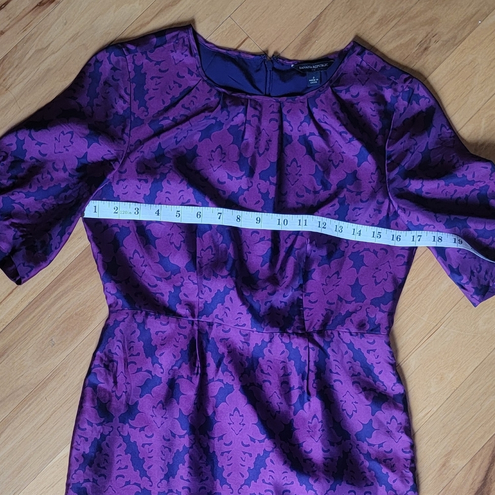 Banana Republic Purple And Navy Floral Patterned Silk Dress - Picture 4 of 9
